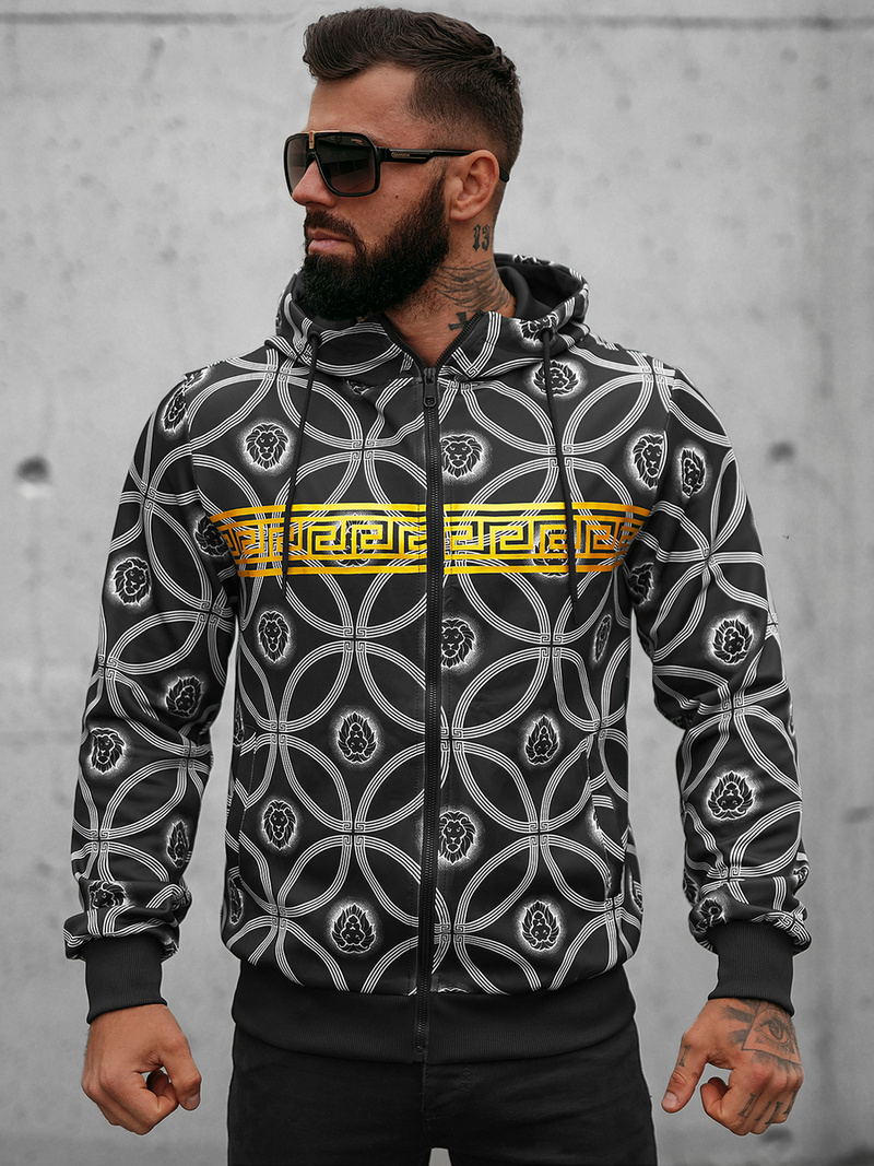 Bluza z kapturem męska rozpinana czarna OZONEE JS/B8123Z