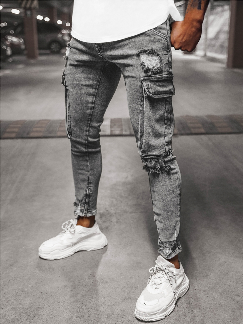 Spodnie jeansowe męskie grafitowe OZONEE O/B6006Z