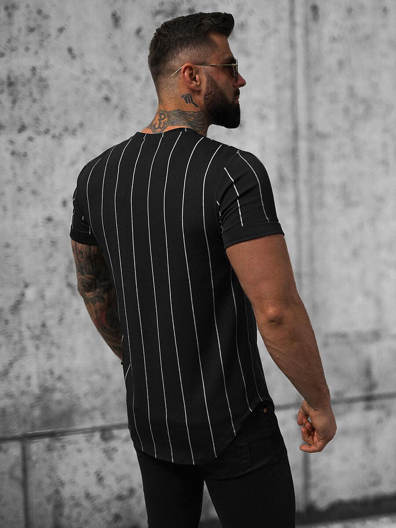 T-shirt męski czarny OZONEE O/P1116