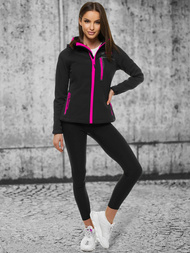 Kurtka softshell damska z kapturem czarna OZONEE JS/HH027/1