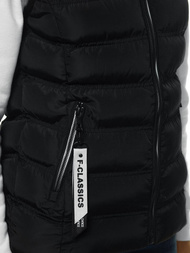 Kamizelka damska pikowana z kapturem czarna OZONEE N/6812/1