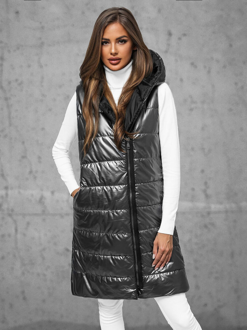 Стьобаний жіночий жилет графіт OZONEE JS/16M9117/105Z