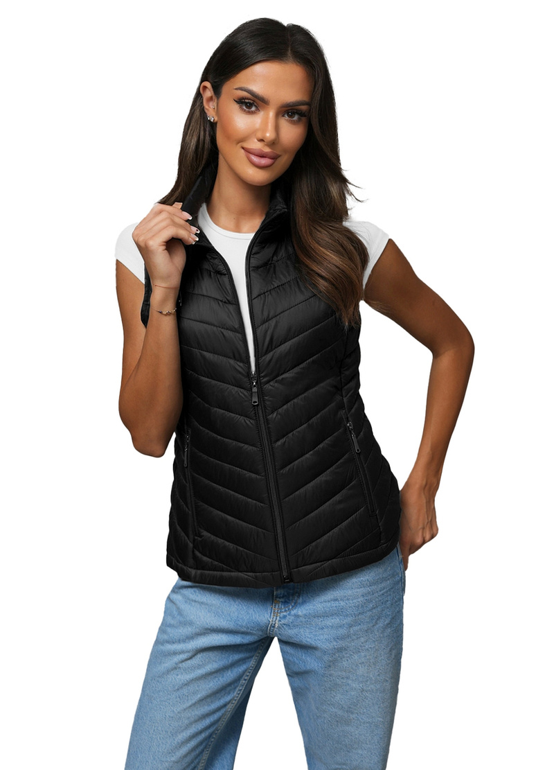 Kamizelka damska pikowana czarna OZONEE JS/16M9063/392