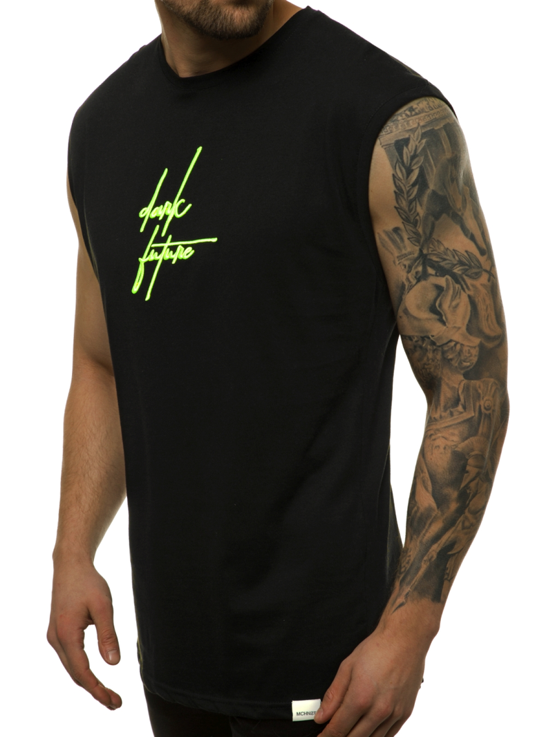 T-Shirt bez rękawów męski czarno-żółty OZONEE MACH/M1176