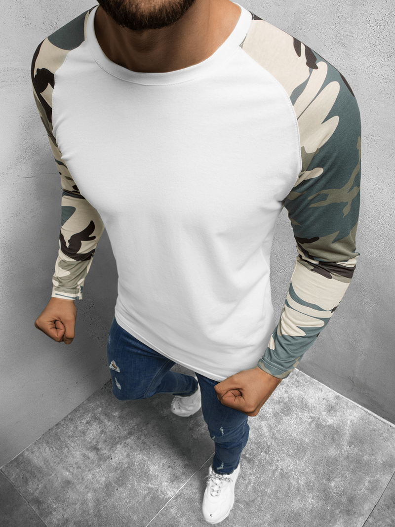 Longsleeve męski biały-moro OZONEE O/1218