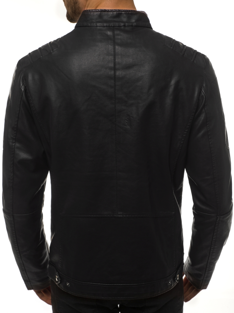 Kurtka skórzana męska czarna OZONEE JB/JP1129