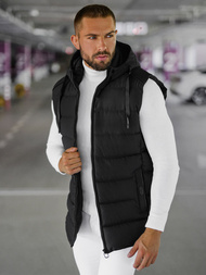 Kamizelka męska pikowana z kapturem czarna OZONEE JS/57M7507/392Z