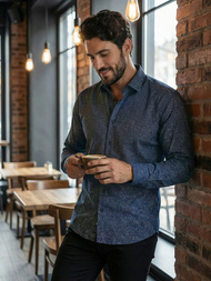 Cорочка чоловіча tемно-cиня OZONEE V/V186Z