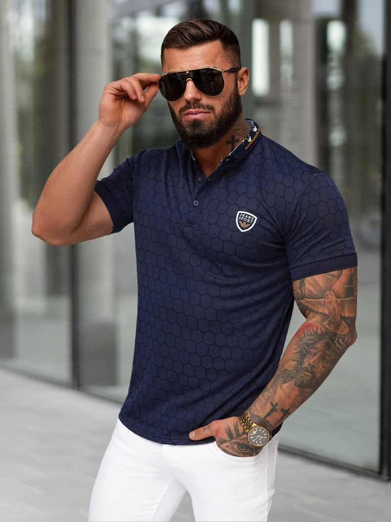 Koszulka męska polo granatowa OZONEE O/QQ921