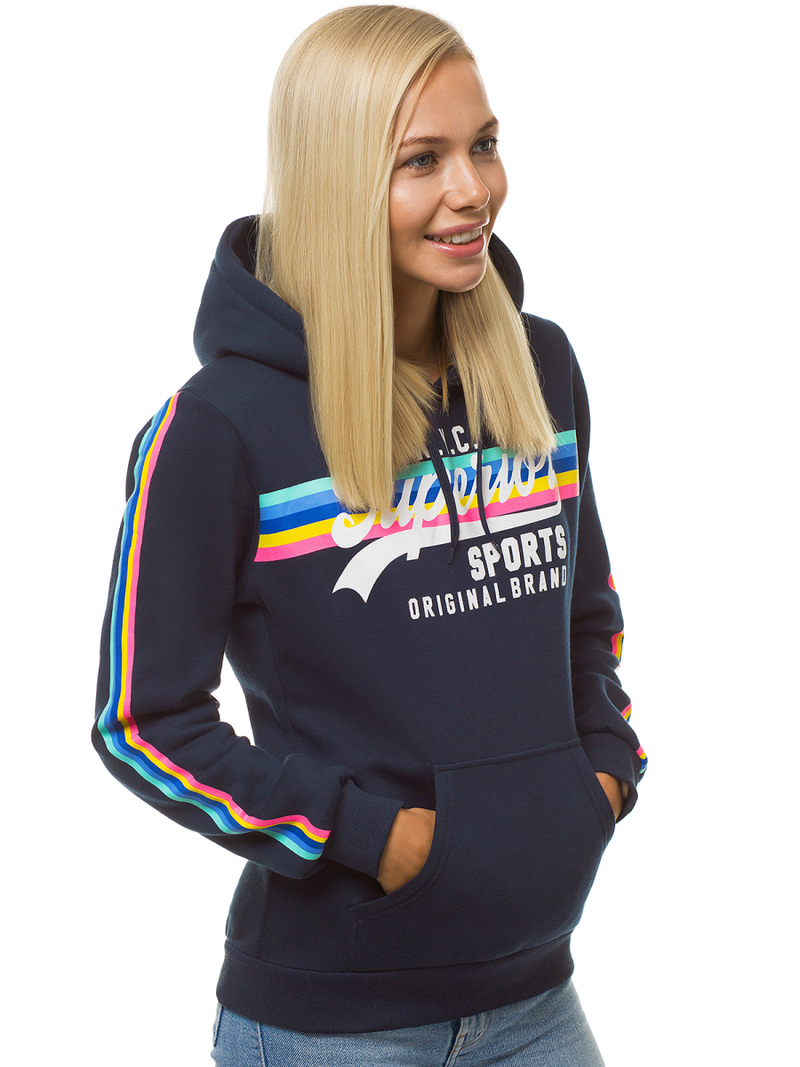 Bluza z kapturem damska granatowa OZONEE JS/KSW2009