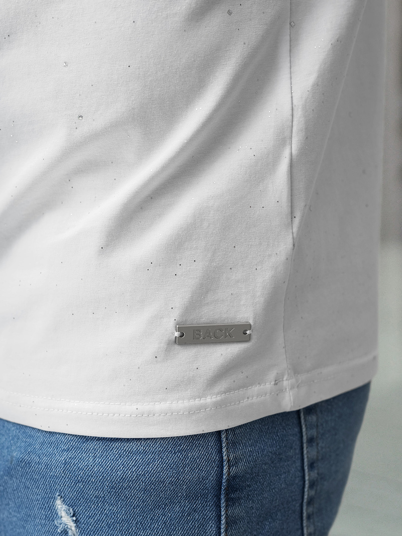 T-shirt męski slim fit biały OZONEE O/QQ1390