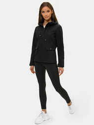 Kurtka softshell damska z kapturem czarna OZONEE JS/HD182/1