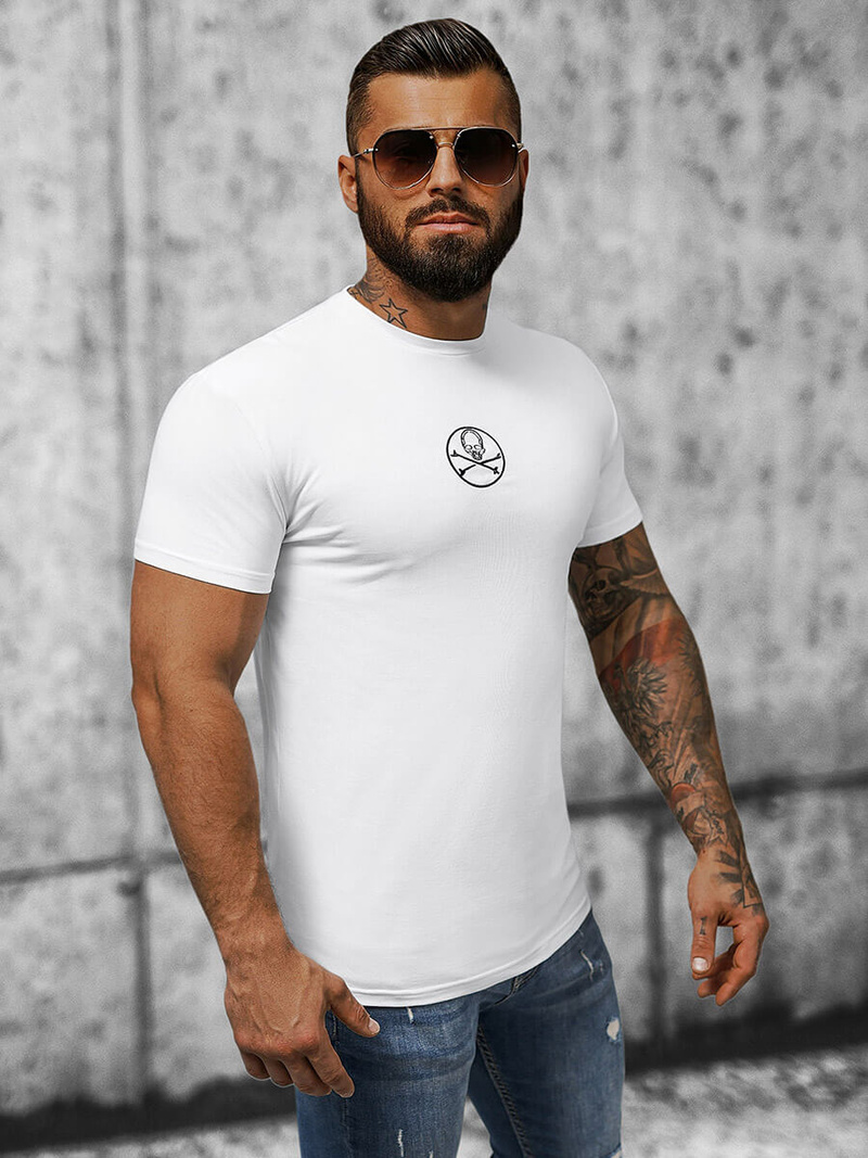 T-shirt męski slim fit biały OZONEE NB/MT3043