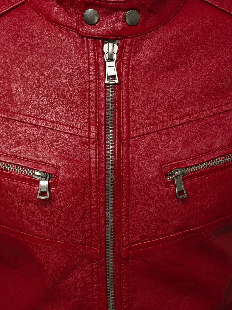 Kurtka skórzana męska bordowa OZONEE YD/BF59359Z