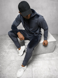 Komplet dresowy męski welurowy granatowy OZONEE O/12131