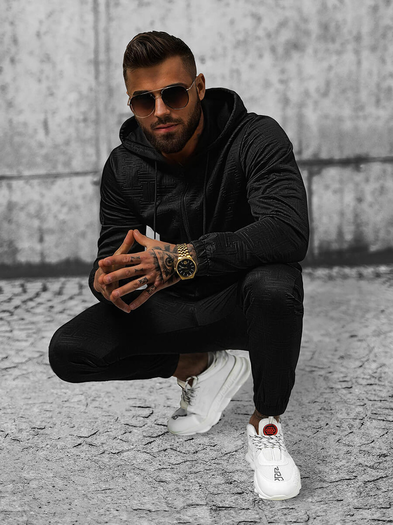 Komplet dresowy męski czarny OZONEE O/3A162