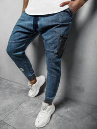 Spodnie męskie joggery jeansowe jasno-niebieskie OZONEE OT/1081