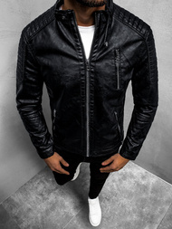 Kurtka skórzana męska czarna OZONEE YD/BF5916309Z