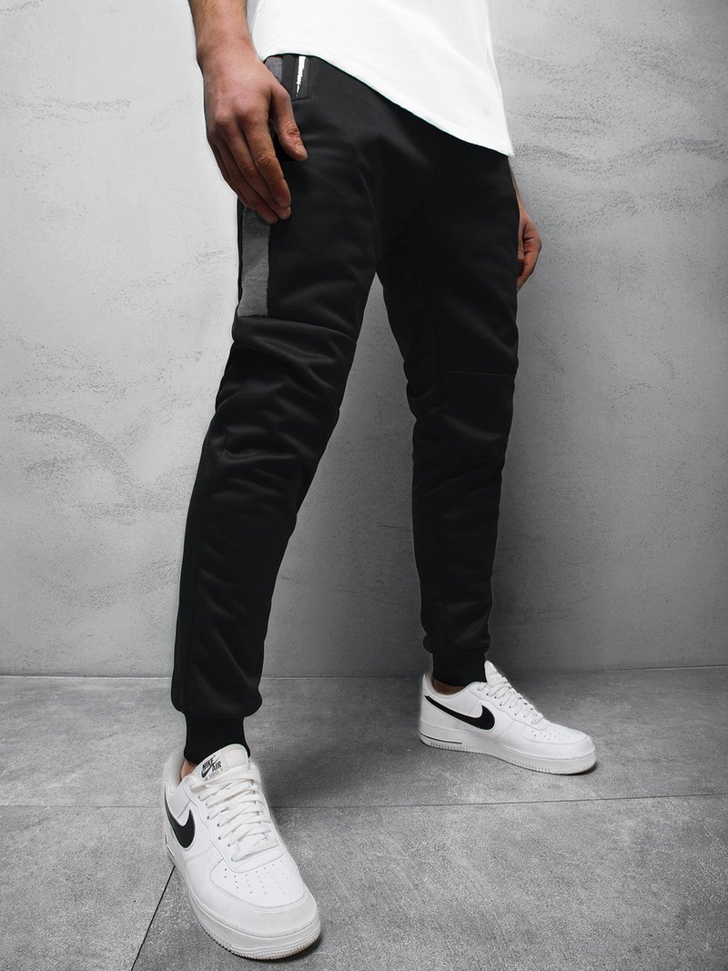 Spodnie dresowe męskie czarno-grafitowe OZONEE JS/K50003