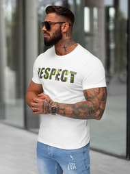 T-shirt męski slim fit biały OZONEE JS/8B1393/1