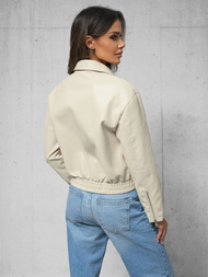 Жіноча шкіряна куртка Бежева OZONEE O/G116