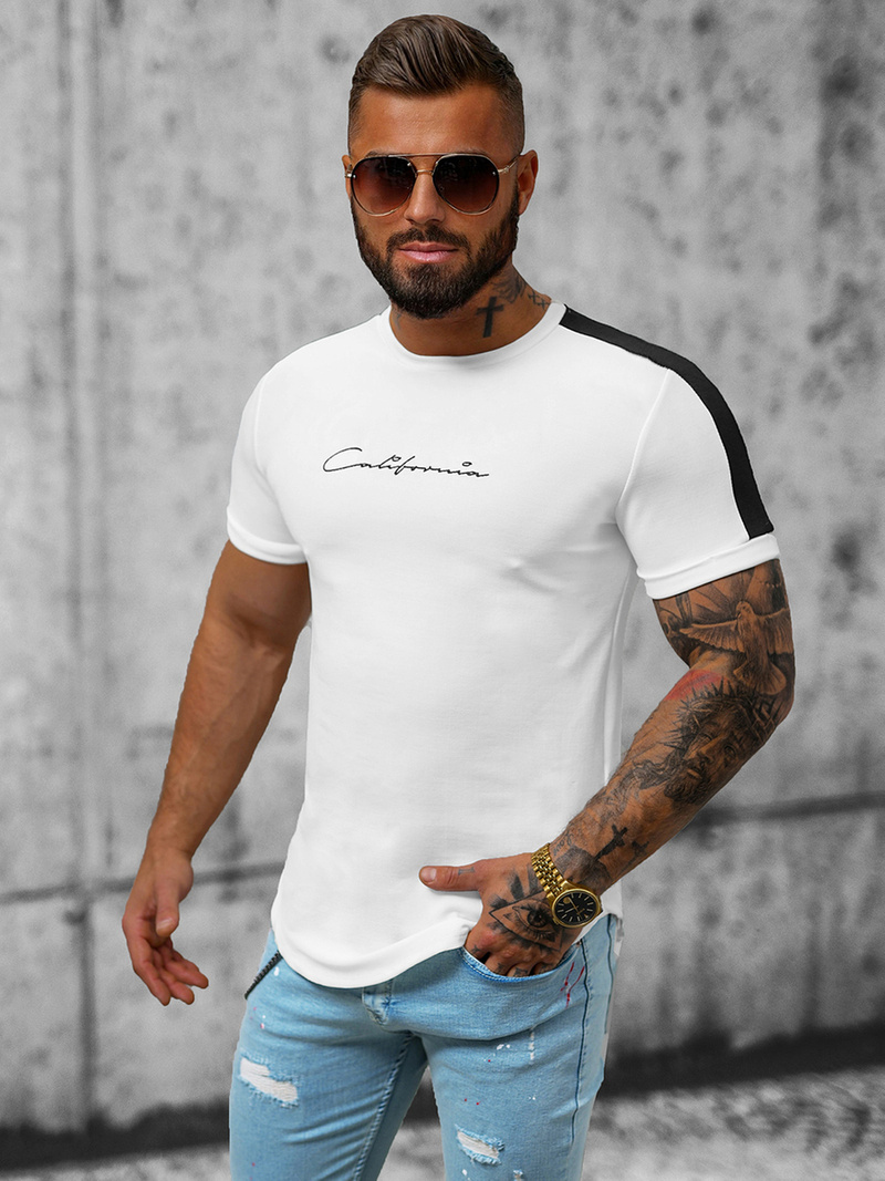 T-shirt męski biały OZONEE O/P1267