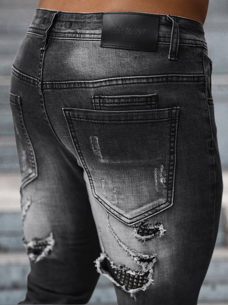 Spodnie jeansowe męskie slim fit czarne OZONEE NB/MP0152N