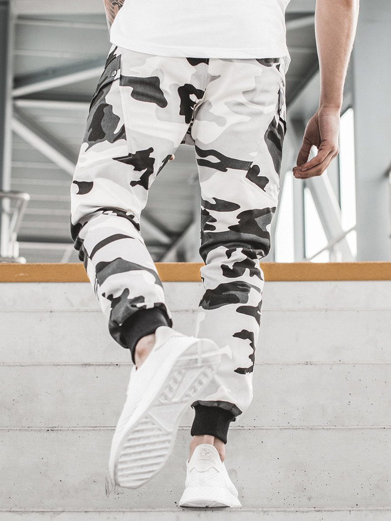 Spodnie męskie chino joggery czarno-białe OZONEE O/11103