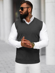 Sweter męski bez rekawów grafitowy OZONEE NB/MM6005/3Z
