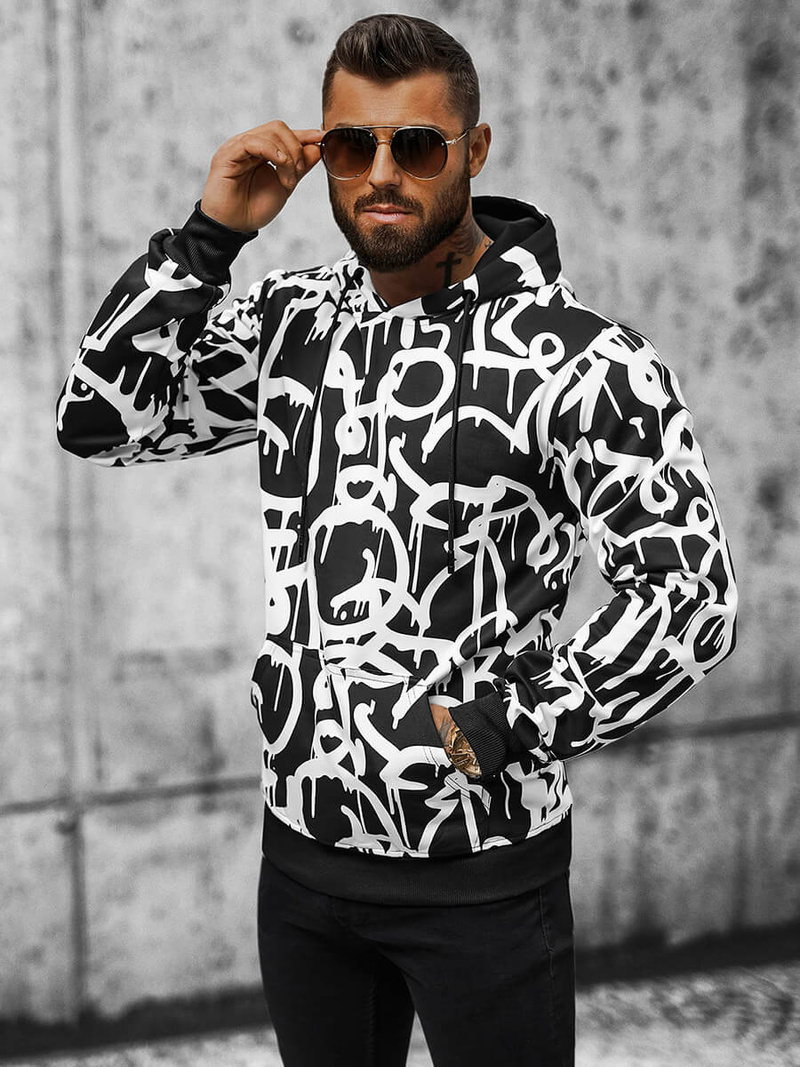 Толстовка Чоловіча Чорно-Бiла OZONEE JS/8B1152/1