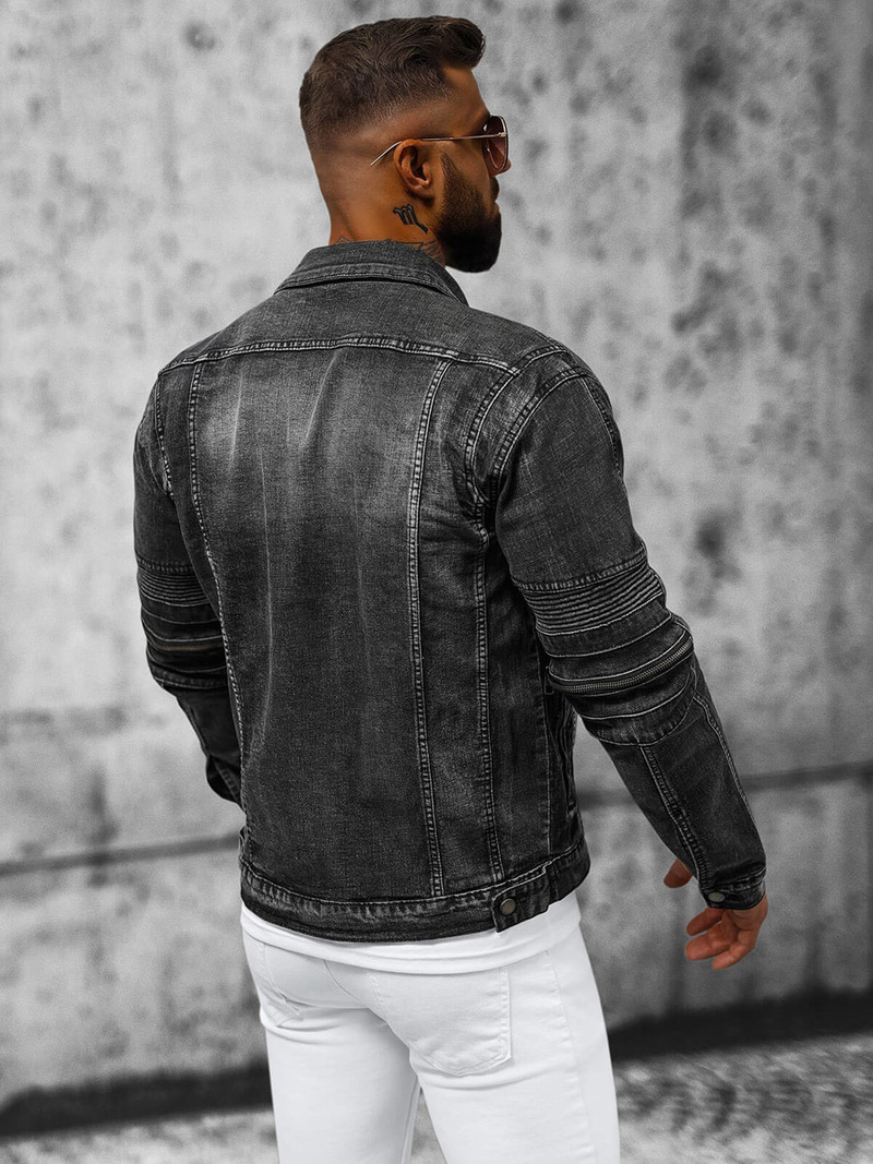 Чоловіча джинсова куртка Чорна OZONEE NB/MJ508NZ