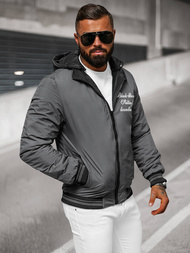 Чоловіча двостороння куртка графіт/чорна OZONEE JS/84M3038/392