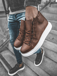 Sneakersy wysokie brązowo-białe OZONEE CH/258