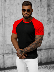 T-shirt męski czarno-czerwony OZONEE JS/8T82/10Z