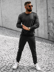Komplet dresowy męski welurowy czarny OZONEE O/12129