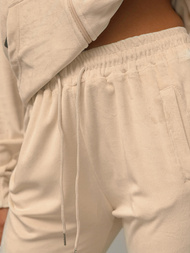 Komplet dresowy damski welurowy jasno-beżowy OZONEE JS/8C1176/159Z