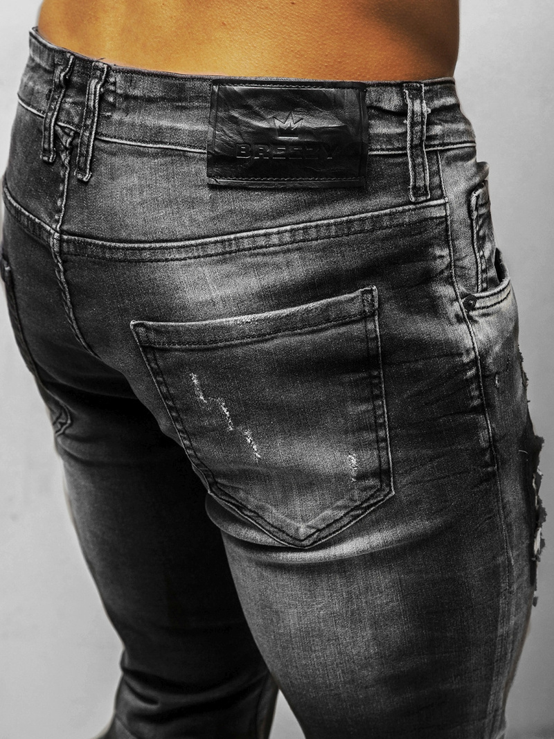 Spodnie jeansowe męskie czarne OZONEE B/20203073