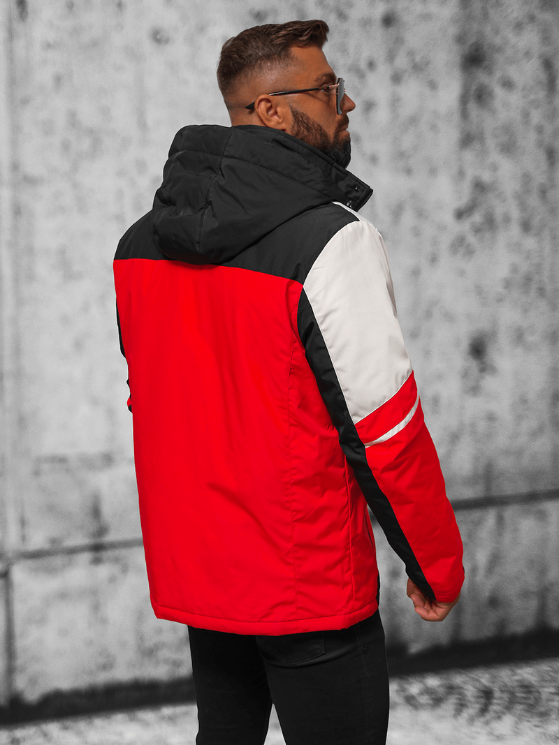 Kurtka przejściowa męska czerwono-czarna OZONEE JS/M35/275