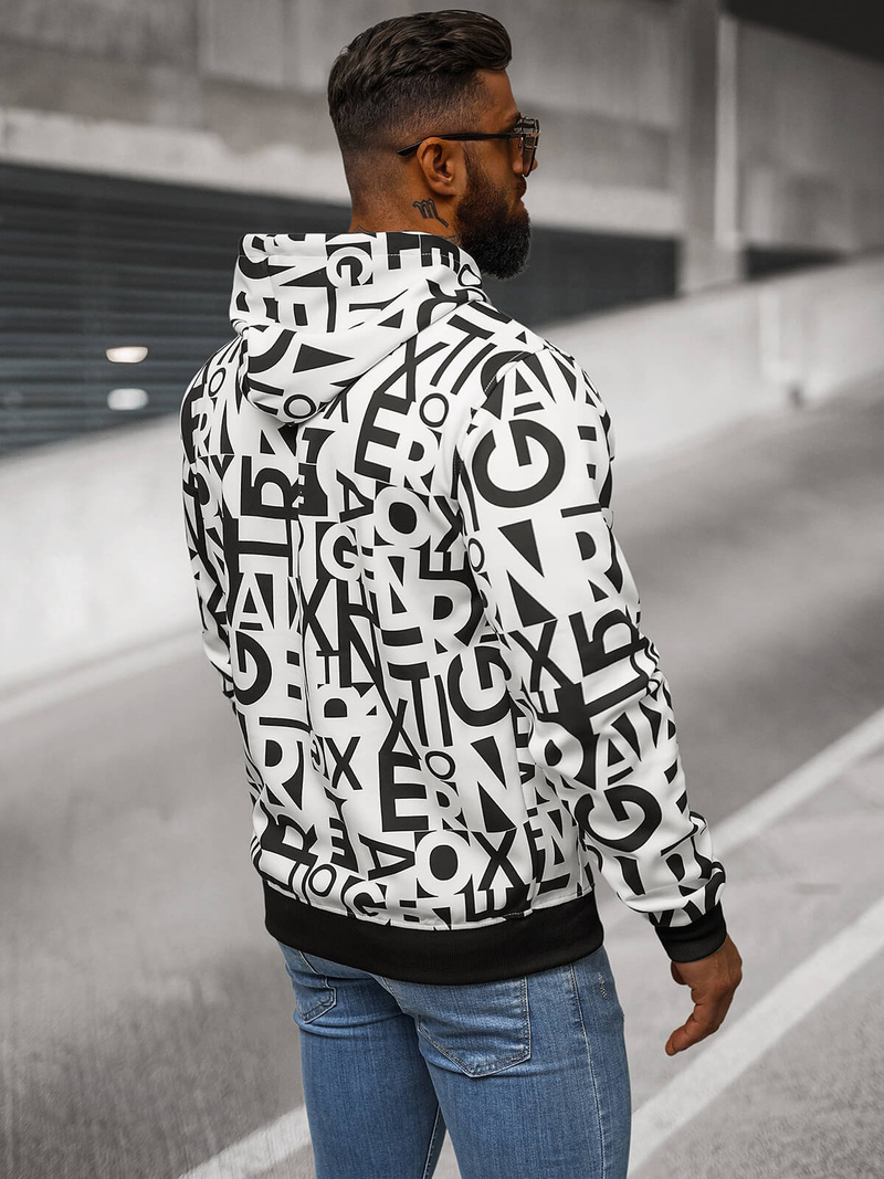 Bluza męska z kapturem rozpinana biała OZONEE JS/8B1179/1