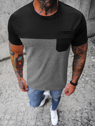 T-shirt męski czarno-grafitowy OZONEE JS/8T91/5
