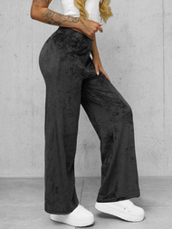 Spodnie damskie welurowe z szeroką nogawką grafitowe OZONEE JS/92K531/5