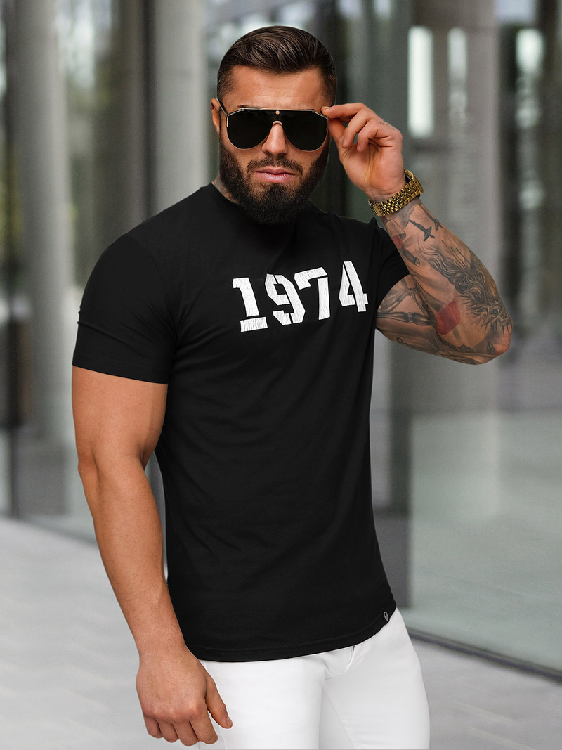 T-shirt męski slim fit czarny OZONEE NB/MT3130