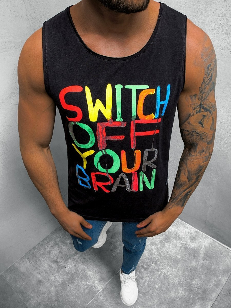 Koszulka bez rękawów męska czarna OZONEE O/1257Z