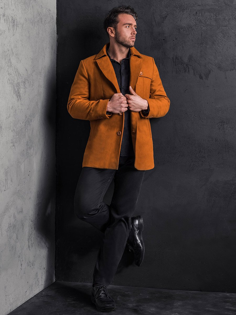 Пальто чоловіче Гiрчичне OZONEE N/5922Z