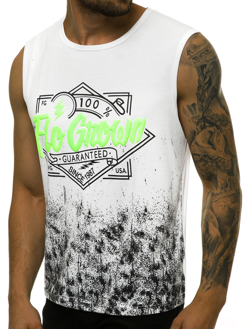 T-Shirt męski bez rękawów biały OZONEE JS/KS2085