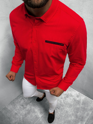 Koszula męska długi rękaw czerwona OZONEE O/3015Z