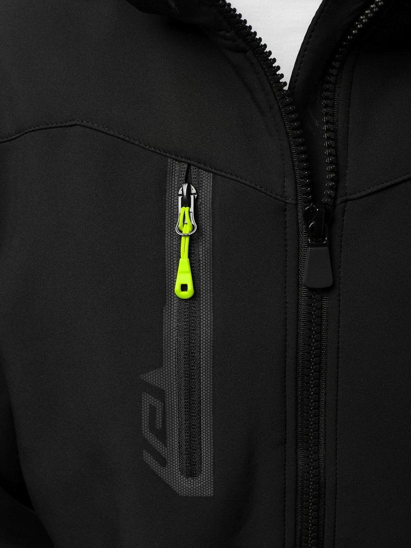 Kurtka softshell męska z kapturem czarno-żółta OZONEE GE/12268