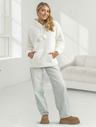 Bluza damska z kapturem biała OZONEE JS/HH192/1