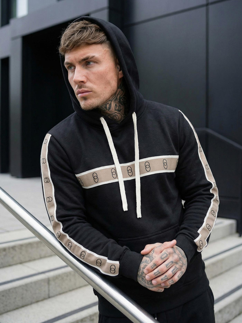 Bluza z kapturem męska czarna OZONEE JS/8B1729/3Z