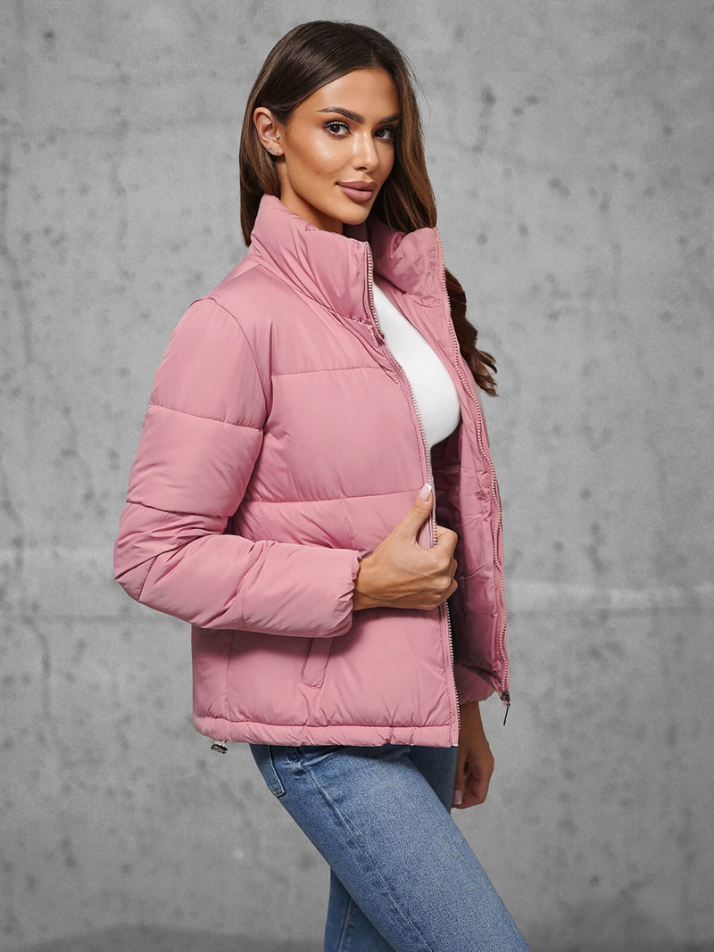 Kurtka zimowa damska pikowana pudrowa OZONEE JS/16M9107/46